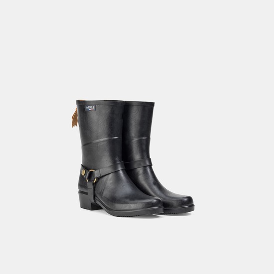 Aigle The Equestrian-inspired Heeled Rain Boots Women Black ZA-25790